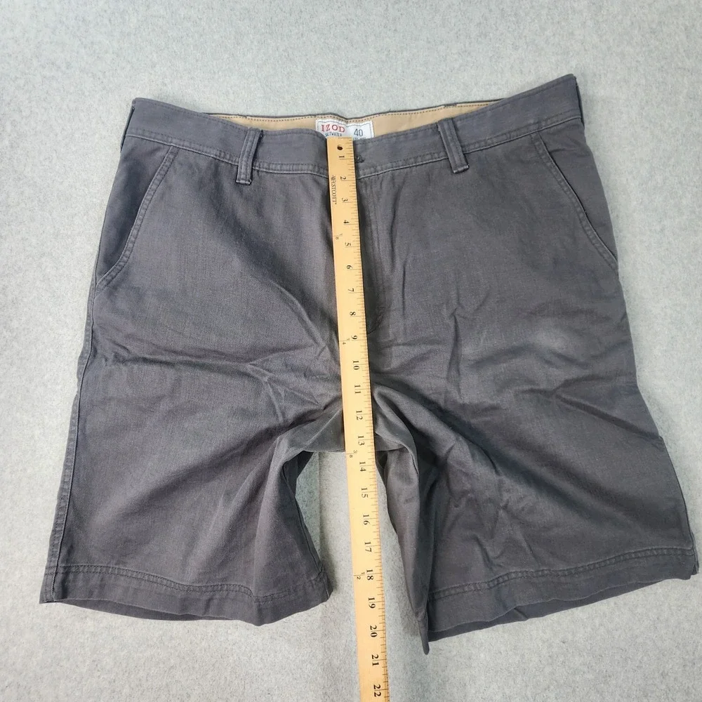 Izod Saltwater Shorts Mens 40x10 Gray Outdoor Cotton‎ Flat Front